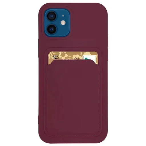 Card Case Szilikon pénztárca tok kártyatartóval iratokhoz Samsung Galaxy A72 4G Burgundy tok