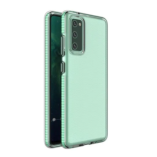 Spring Case átlátszó TPU gél védőtok színes kerettel Samsung Galaxy A72 4G menta tok