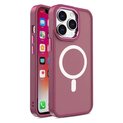 Mágneses tok MagSafe-szel, Color Matte tok iPhone 14 Plus - bordó