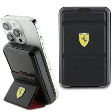 Powerbank Ferrari Metal Logo MagSafe induction 15W 10000 mAh állvány funkcióval - fekete