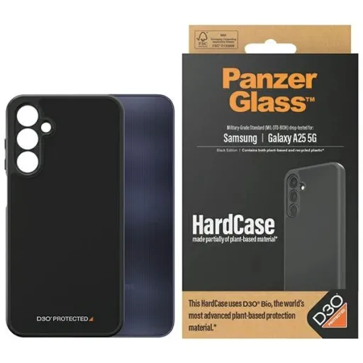 PanzerGlass HardCase D3O® Bio és katonai minősítéssel Samsung Galaxy A25 5G - Átlátszó és Fekete tok