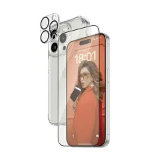 PanzerGlass Bundle 3in1 készlet átlátszó tok + üvegfólia + kamera lencsevédő iPhone 15 Pro Max-hoz