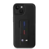 BMW M Collection PU Grip Stand Tricolor Line iPhone 15 tok Fekete - 1. kép