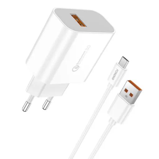 Gyors töltő Foneng 1x USB QC 3.0 EU46 + USB Micro kábel