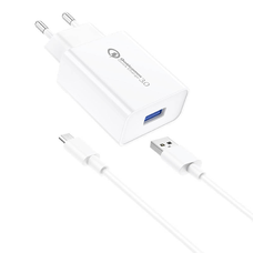 Hálózati töltő Foneng EU13 + USB - Micro USB kábel, 3A (Fehér)