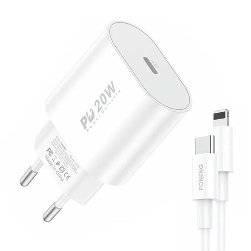 Gyors töltő Foneng 1x USB PD 3.0 EU39 + USB C-Lightning