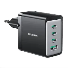 Falitöltő GaN Rocoren 3x USB-C, 1x USB, 67W (fekete)