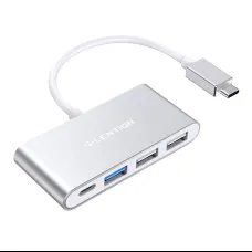 Lention 4in1 Hub USB-C to USB 3.0 + 2x USB 2.0 + USB-C (ezüst)