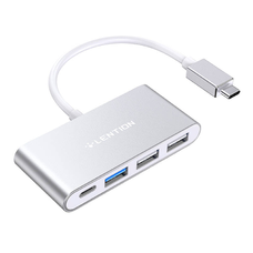 Lention 4in1 Hub USB-C to USB 3.0 + 2x USB 2.0 + USB-C (ezüst)