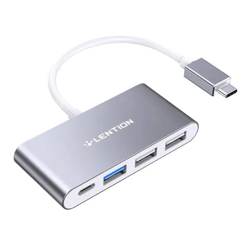 Lention 4in1 Hub USB-C to USB 3.0 + 2x USB 2.0 + USB-C (szürke)