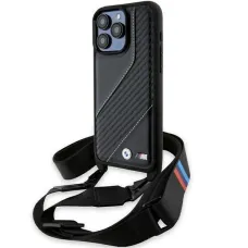 BMW M Edition Carbon Stripe & Strap tok iPhone 15 Pro Max - fekete