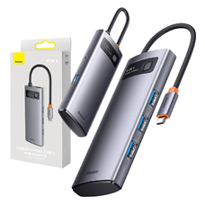 Baseus Metal Gleam Series 4 az 1-ben multifunkciós Type-C hub, USB-C - 4x USB 3.0