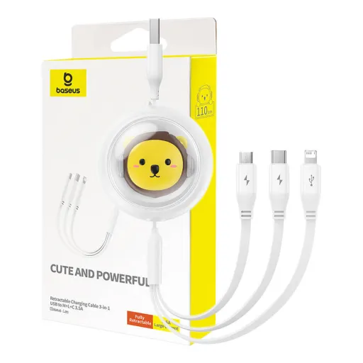 Baseus 3-1 töltőkábel USB - USB-C, USB-M, Lightning, 3,5A, 1,1m (fehér)