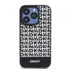 DKNY PU Leather Repeat Pattern Bottom Stripe MagSafe tok iPhone 13 Pro Max-hoz fekete - 0. kép