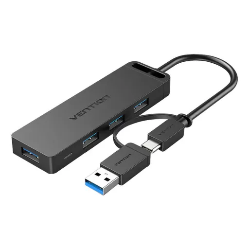 USB 3.0 4-Port Hub USB-C és USB 3.0 2-az-1-ben interfésszel és tápcsatlakozóval Vention CHTBB 0,15m