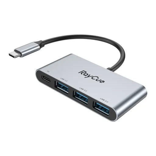 RayCue 4 az 1-ben hub USB-C to 3x USB-A 3.0 5Gbps + PD 3.0 100W (szürke)