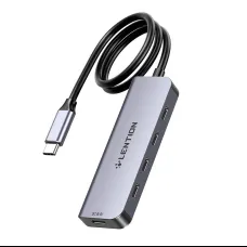 Lention 5in1 Hub USB-C to 4x USB-C 5Gbps + USB-C 5V-IN 15W (szürke)