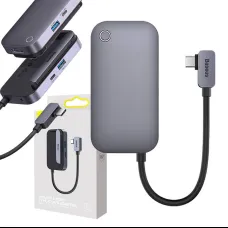 Baseus PadJoy 4 az 1-ben hub, USB-C - USB 3.0 + HDMI + USB-C PD + mini jack 3,5 mm (szürke)