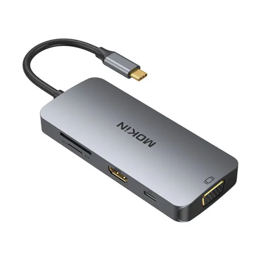 MOKiN 8in1 USB-C Adapter 3x USB 3.0 + HDMI + USB-C + VGA + SD kártyaolvasó + Micro SD kártyaolvasó (ezüst)