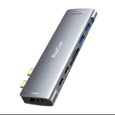 Hub 7w2 RayCue USB-C - 2x USB-A 3.0 5Gbps + SD/TF 3.0 + USB-C + HDMI 4K30Hz (szürke)