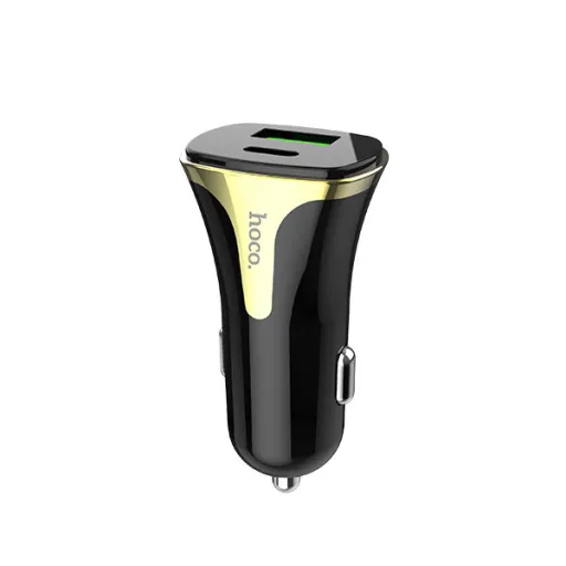 Hoco Colossus autós szivargyújtó töltő Z31A 1xUSB QC 3.0 + 1xUSB Typ C PD 3.0 fekete