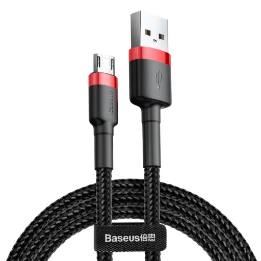 Baseus Cafule Nylon harisnyázott dupla oldalú USB/Micro USB kábel QC3.0 1.5A 2m fekete