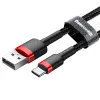 Baseus Cafule Nylon harisnyázott USB/USB-Type C kábel QC3.0 2A 0.5 m fekete/piros (CATKLF-A91) - 1. kép