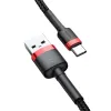 Baseus Cafule Nylon harisnyázott USB/USB-Type C kábel QC3.0 2A 0.5 m fekete/piros (CATKLF-A91) - 4. kép