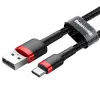 Baseus Cafule Nylon harisnyázott USB/USB-Type C kábel QC3.0 3A 1m fekete/piros - 1. kép
