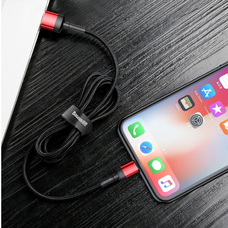 Baseus Cafule 2,4A 1 m-es Lightning USB-kábel (kétoldalas) (fekete és piros)