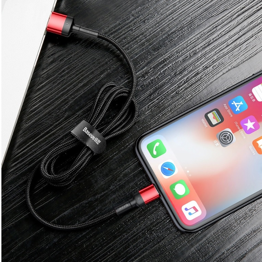Baseus Cafule 2,4A 1 m-es Lightning USB-kábel (kétoldalas) (fekete és piros)