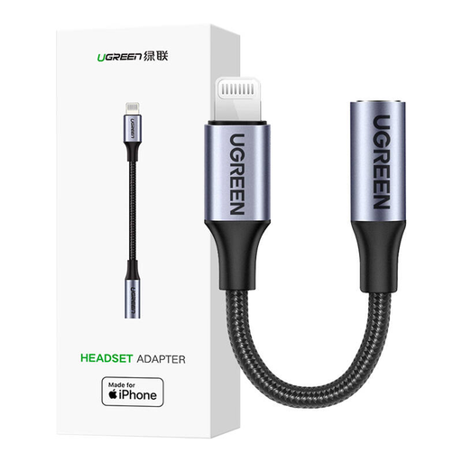Ugreen US211 Lightning Mini Jack Audioadapter, 3.5mm 0.1m (fekete)