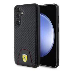 Ferrari PU bőr alsó karbon tok Samsung Galaxy S24+ Fekete