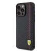 Ferrari PU bőrből készült Carbon függőleges piros csíkos tok iPhone 15 Pro Max fekete - 0. kép