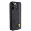 Ferrari PU bőrből készült Carbon függőleges piros csíkos tok iPhone 15 Pro Max fekete - 2. kép
