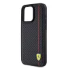Ferrari PU bőrből készült Carbon függőleges piros csíkos tok iPhone 15 Pro Max fekete - 3. kép
