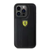Ferrari PU bőr Hot Stamp Groove mintázatú tok iPhone 15 Pro fekete - 1. kép