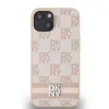 DKNY PU Bőr Kockás Mintás és Csíkos iPhone 14 tok Rózsaszín - 0. kép