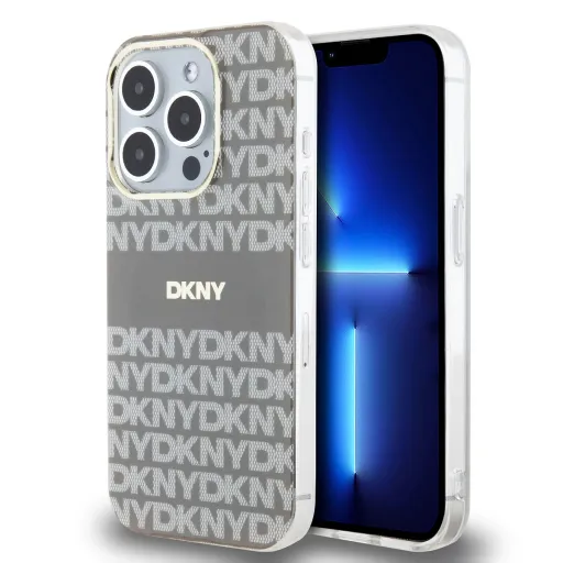 DKNY PC/TPU Ismétlődő Minta Tonális Csík Magsafe tok iPhone 13 Pro számára Bézs