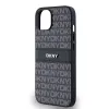 DKNY PU bőr ismétlődő mintás tonal stripe iPhone 14 tok fekete - 2. kép