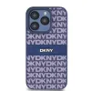 DKNY PU bőr ismétlődő mintás tónusos csíkos tok iPhone 14 Pro Max kék - 0. kép