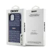 DKNY PU Bőr Ismétlődő Minta Tonális Csíkos tok iPhone 15 Kék - 4. kép