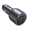 Ugreen EC705 2x USB-C + USB autós töltő, 130W (fekete) - 0. kép