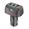 Budi autós töltő, USB + 2x USB-C, 60W, PD + QC (fekete) - 1. kép