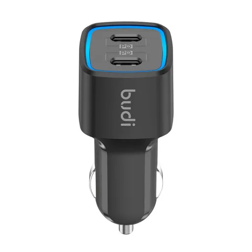 Autós töltő Budi 065R, 2x USB-C, PD 60W (fekete)