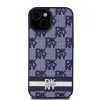 DKNY PU Bőr Kockás Minta és Csíkos iPhone 15 Tok Kék - 4. kép