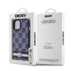 DKNY PU Bőr Kockás Minta és Csíkos iPhone 15 Tok Kék - 3. kép