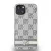 DKNY PU bőr kockás minta és csíkos tok iPhone 14 Beige - 0. kép