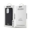 DKNY PU Leather Ezüst Fém Logós Magsafe iPhone 15 Pro Tok Fekete - 4. kép