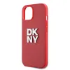 DKNY PU bőr Stack Logo csuklópántos tok iPhone 13-hoz piros - 1. kép